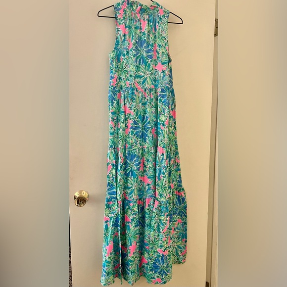 Lilly Pulitzer Tropical Blue and Pink Maxi Dress - Picture 2 of 5